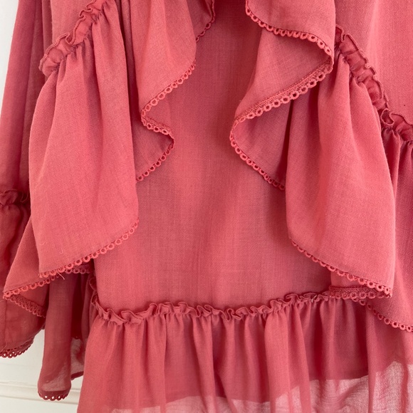 Red Carter Ruffle Mini Dress, Dusty Rose - Picture 5 of 8